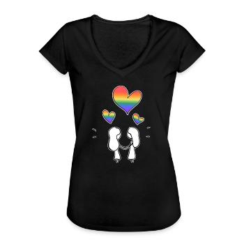 lgbt pärchen lesbisch liebe Valentinstag - Frauen Vintage T-Shirt - Schwarz - Vorne - Danielle (179cm)