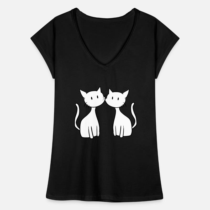 zwei Katzen Freunde süß Frauen Vintage T-Shirt