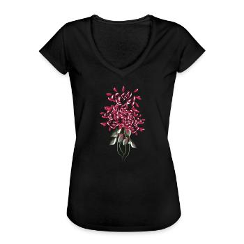 pinke rosen blumen blume - Frauen Vintage T-Shirt - Schwarz - Vorne