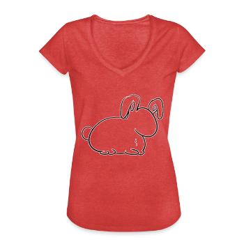 lapin symbole animal mignon - T-shirt vintage Femme - rouge chiné - Devant - Danielle (179cm)