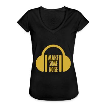 Kopfhörer - Frauen Vintage T-Shirt - Schwarz - Vorne - Danielle (179cm)