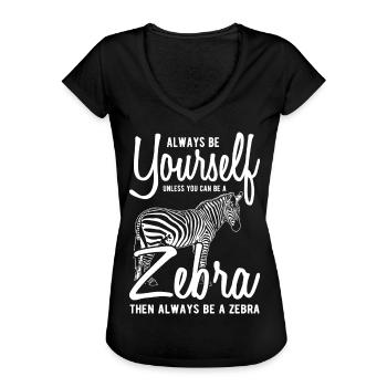 zèbre - T-shirt vintage Femme - noir - Devant - Danielle (179cm)