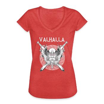 Valhalla I Viking Warrior I Walhalla I Wikinger - Frauen Vintage T-Shirt - Rot meliert - Vorne - Danielle (179cm)