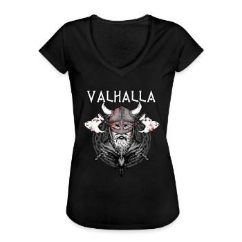 Valhalla I Viking Warrior I Odin I Wikinger - Frauen Vintage T-Shirt - Schwarz - Vorne - Danielle (179cm)