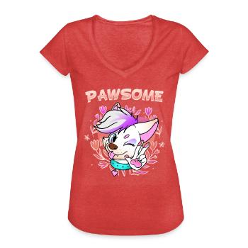 Pawsome I Furry Fandom Cospaly - Frauen Vintage T-Shirt - Rot meliert - Vorne - Danielle (179cm)