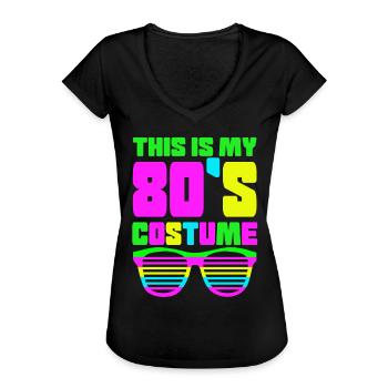 80er Jahre Bad Taste - Frauen Vintage T-Shirt - Schwarz - Vorne - Danielle (179cm)