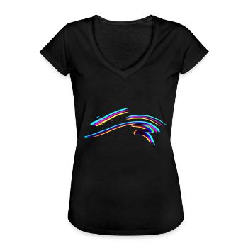 linien bunt farbig effektwelle wellen linie linien - Frauen Vintage T-Shirt - Schwarz - Vorne - Danielle (179cm)