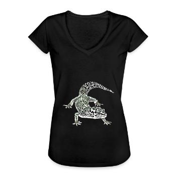 Gecko - Frauen Vintage T-Shirt - Schwarz - Vorne