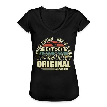 Original 1969 Vintage Retro Jahrgang 1969 geboren - Frauen Vintage T-Shirt - Schwarz - Vorne - Danielle (179cm)