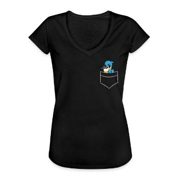 Kingfisher - Dans la poche poitrine / poche chemise - T-shirt vintage Femme - noir - Devant - Danielle (179cm)