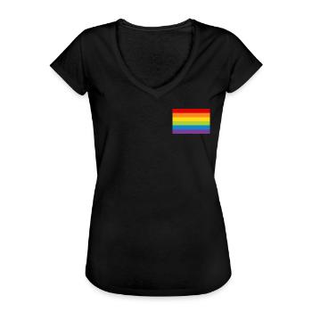 Regenbogen Flagge Fahne LGBT bunt CSD Gay Pride - Frauen Vintage T-Shirt - Schwarz - Vorne - Danielle (179cm)