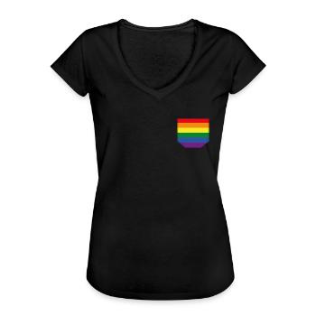 Brusttasche LGBT bunt Geschenk Idee - Frauen Vintage T-Shirt - Schwarz - Vorne - Danielle (179cm)