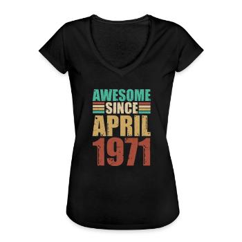 Avril 1971 - T-shirt vintage Femme - noir - Devant - Danielle (179cm)