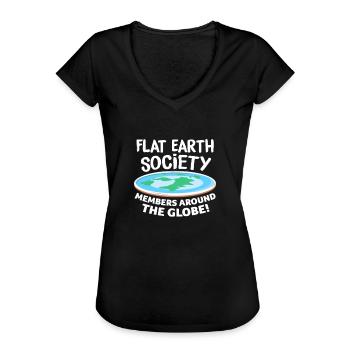 Flache Erde Flat Earth Verschwörung Geschenk - Frauen Vintage T-Shirt - Schwarz - Vorne