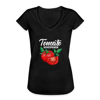 Tomate - Frauen Vintage T-Shirt - Schwarz - Vorne - Danielle (179cm)