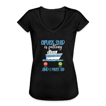 Crucero - Camiseta vintage mujer - negro - delante - Danielle (179cm)