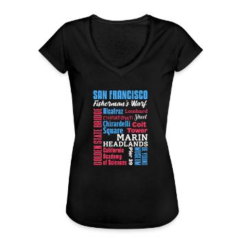 San Francisco - Frauen Vintage T-Shirt - Schwarz - Vorne - Danielle (179cm)