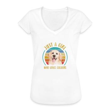 Golden Retriever - Frauen Vintage T-Shirt - Schwarz - Vorne - Danielle (179cm)