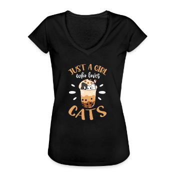 Bubble Tea - Women's Vintage T-Shirt - black - Front - Danielle (179cm)