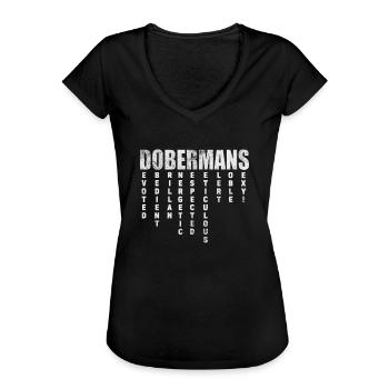 Dobermann - Frauen Vintage T-Shirt - Schwarz - Vorne - Danielle (179cm)