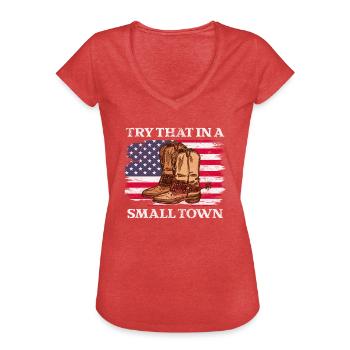 Country - Women's Vintage T-Shirt - heather red - Front - Danielle (179cm)