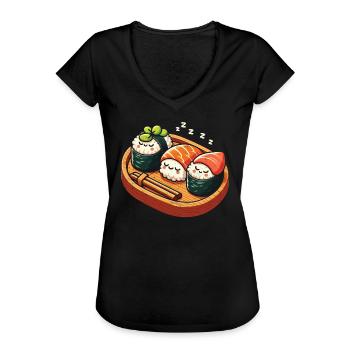 Sushi - T-shirt vintage Femme - noir - Devant - Danielle (179cm)