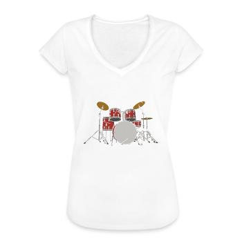 Schlagzeug - Frauen Vintage T-Shirt - Schwarz - Vorne