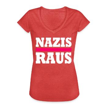 Nazis raus - Frauen Vintage T-Shirt - Rot meliert - Vorne - Danielle (179cm)