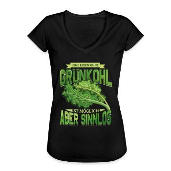 Grünkohl Norddeutschland Kohl Kohlfahrt Norden - Frauen Vintage T-Shirt - Schwarz - Vorne