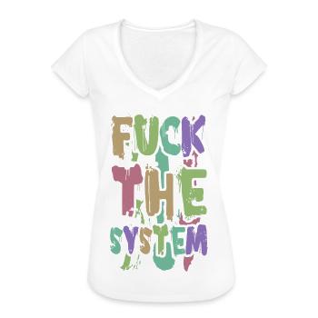 Fuck the System - Frauen Vintage T-Shirt - Schwarz - Vorne - Danielle (179cm)