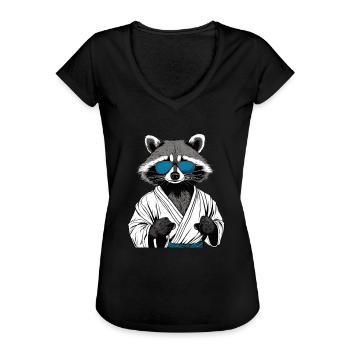 Waschbär Kampfsport Karate Judo MMA Geschenkidee - Frauen Vintage T-Shirt - Schwarz - Vorne - Danielle (179cm)