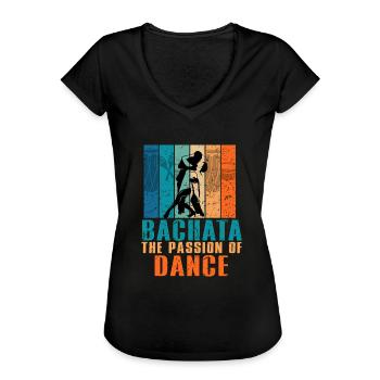 Bachata, musique Bachata, dominicaine - T-shirt vintage Femme - noir - Devant - Danielle (179cm)