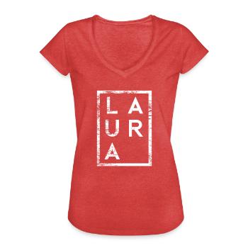 Laura Minimalismus - Frauen Vintage T-Shirt - Rot meliert - Vorne - Danielle (179cm)