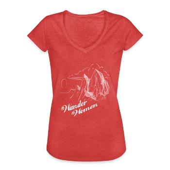 Wander Women Hiking Mountaineering Mountains Wanderwomen - Women's Vintage T-Shirt - heather red - Front - Danielle (179cm)