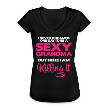 Sexy Oma tötet es Großmutter Geschenkidee - Frauen Vintage T-Shirt - Schwarz - Vorne