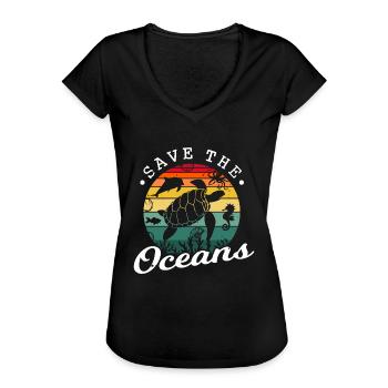 Rettet die Ozeane - Frauen Vintage T-Shirt - Schwarz - Vorne - Danielle (179cm)