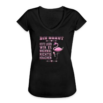 JGA Junggesellinnenabschied Die Braut Flamingo - Frauen Vintage T-Shirt - Schwarz - Vorne