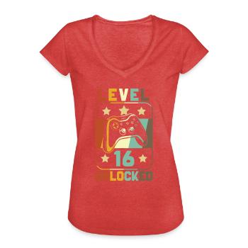Level 16 Unlocked - Frauen Vintage T-Shirt - Rot meliert - Vorne - Danielle (179cm)
