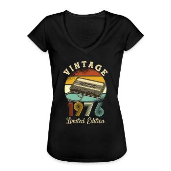 Vintage 1976 - Vrouwen Vintage T-shirt - zwart - Voor