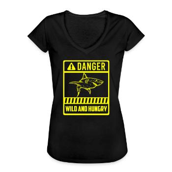Great White Shark Sea - Women's Vintage T-Shirt - black - Front - Danielle (179cm)