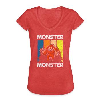 Les monstres effraient le déguisement terrifiant - T-shirt vintage Femme - rouge chiné - Devant - Danielle (179cm)
