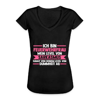 Feuerwehr Feuerwehrfrau - Frauen Vintage T-Shirt - Schwarz - Vorne