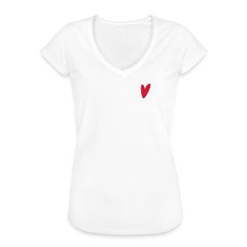 Herz Rot - Frauen Vintage T-Shirt - Schwarz - Vorne - Danielle (179cm)