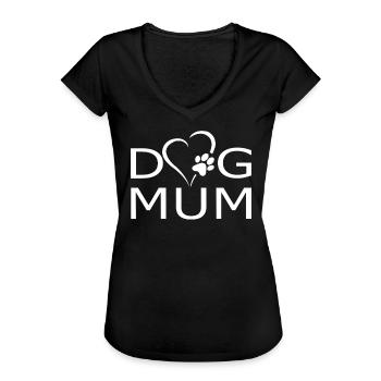 Dog Mum Hunde Herz mit Hundepfote - Frauen Vintage T-Shirt - Schwarz - Vorne - Danielle (179cm)