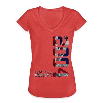ÉDITION LIMITÉE ANGLETERRE 2004 22E ANNIVERSAIRE AU ROYAUME-UNI - T-shirt vintage Femme - rouge chiné - Devant - Danielle (179cm)