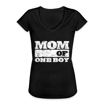 Mama Mom of one Boy Geschenkidee Muttertag - Frauen Vintage T-Shirt - Schwarz - Vorne - Danielle (179cm)