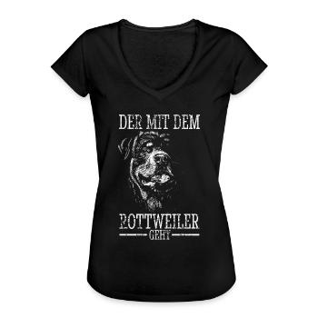 Rottweiler Rottie Papa Vater Mann Gassi Dad - Frauen Vintage T-Shirt - Schwarz - Vorne