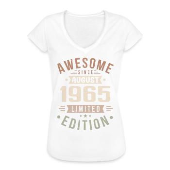 Août 1965 Anniversaire en Août 1965 Millésime 1965 - T-shirt vintage Femme - noir - Devant - Danielle (179cm)