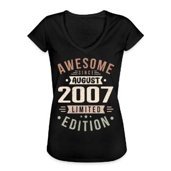 Août 2007 Anniversaire en Août 2007 Millésime 2007 - T-shirt vintage Femme - noir - Devant - Danielle (179cm)