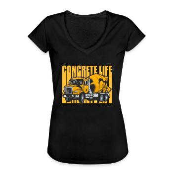 Béton pavé Bétonnière - T-shirt vintage Femme - noir - Devant - Danielle (179cm)